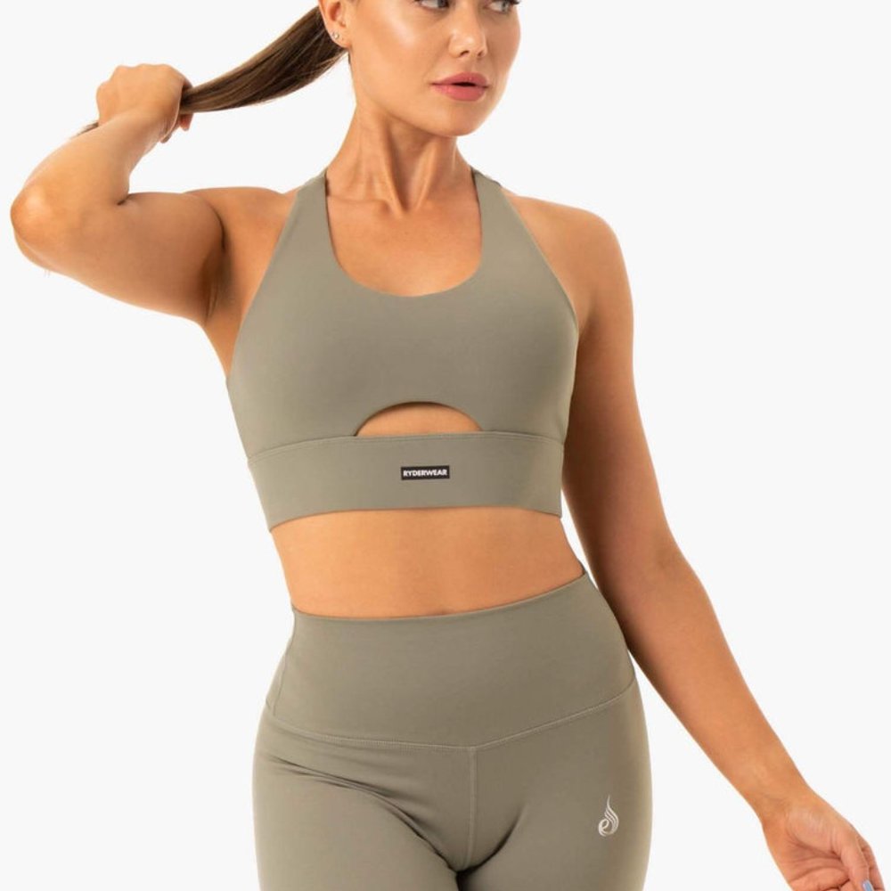 BRAND NEW Khaki base racer back sports bra
